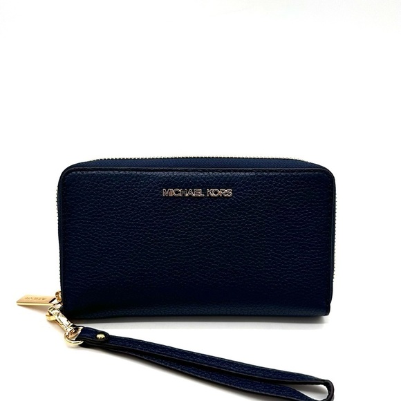 Michael Kors JST LG Flat MF Phone Case Wallet Navy Blue (NWT) - Picture 5 of 8
